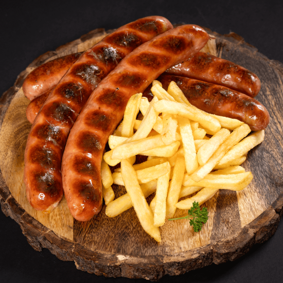 Sajtos Kolbász(4db) 2 nagy sültburgonya